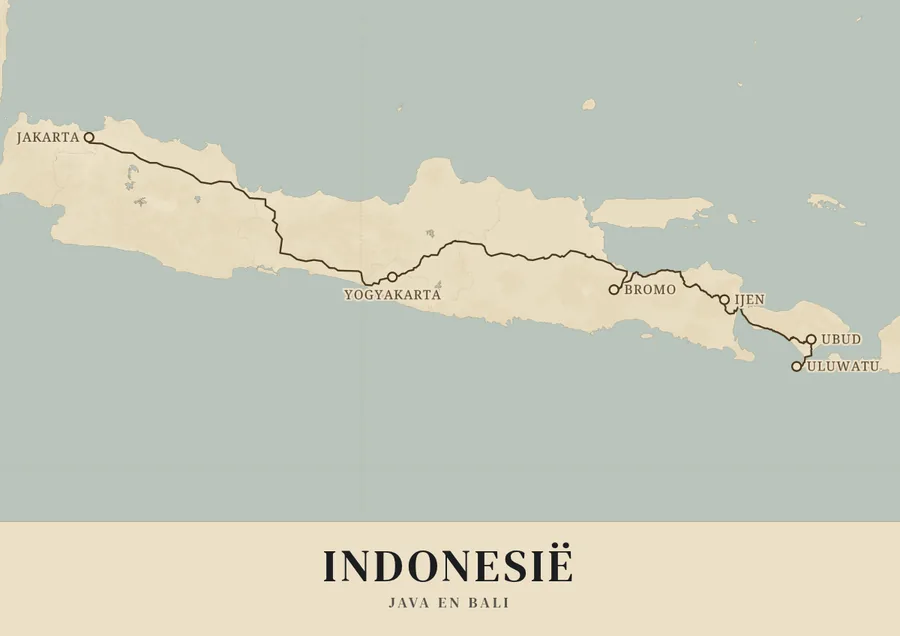 Reisposter van Bali: java en bali