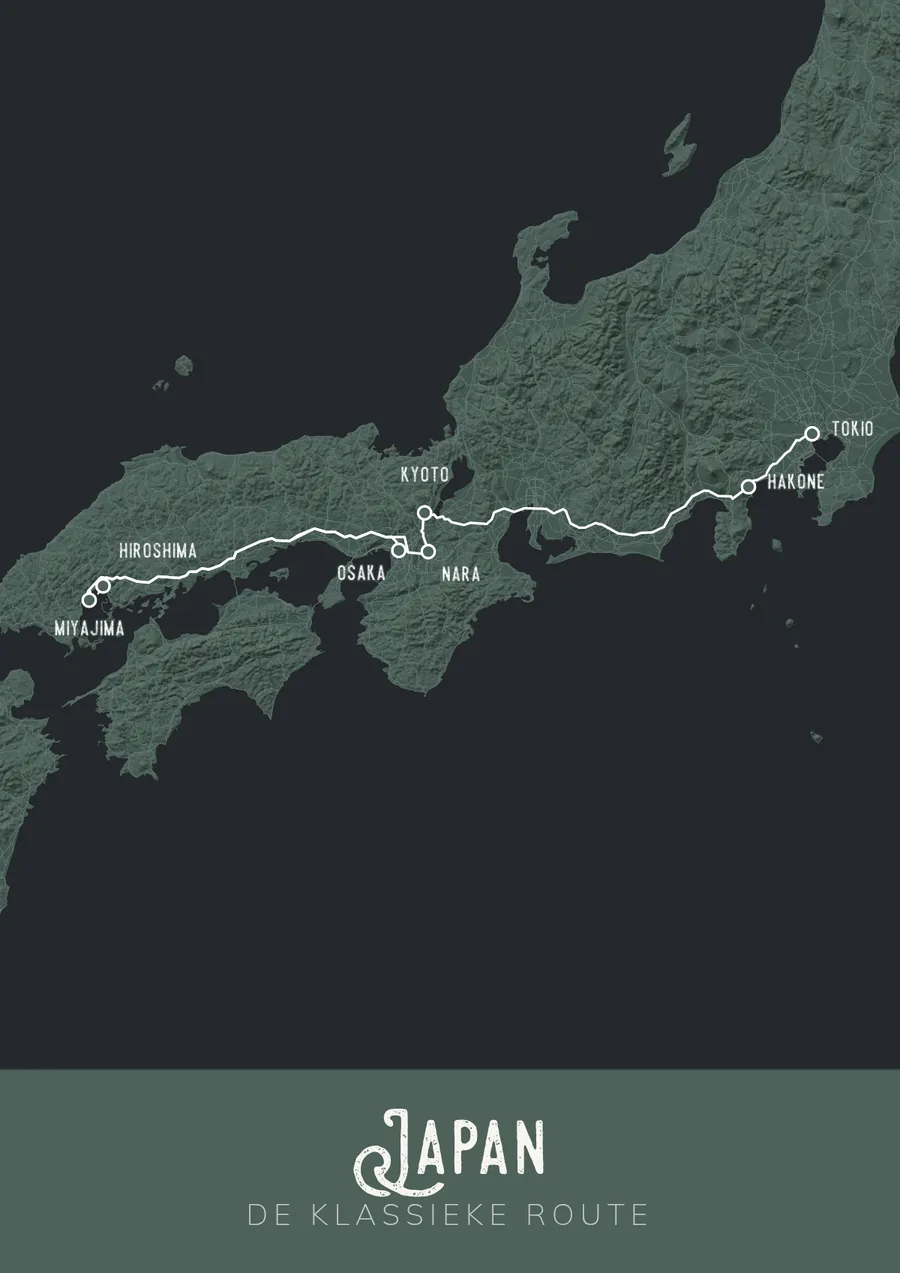 Reisposter van Japan: de klassieke route