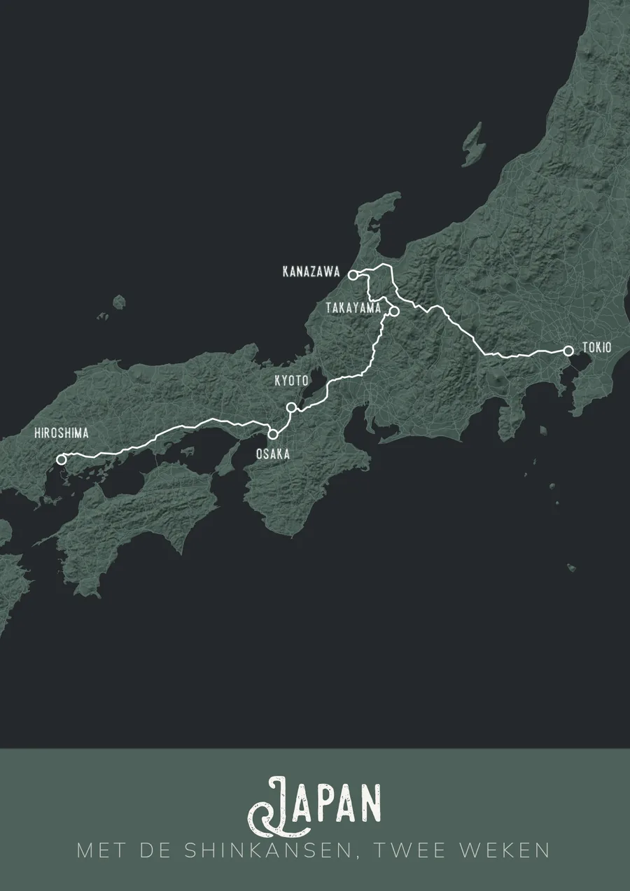 Reisposter van Japan: met de shinkansen, twee weken