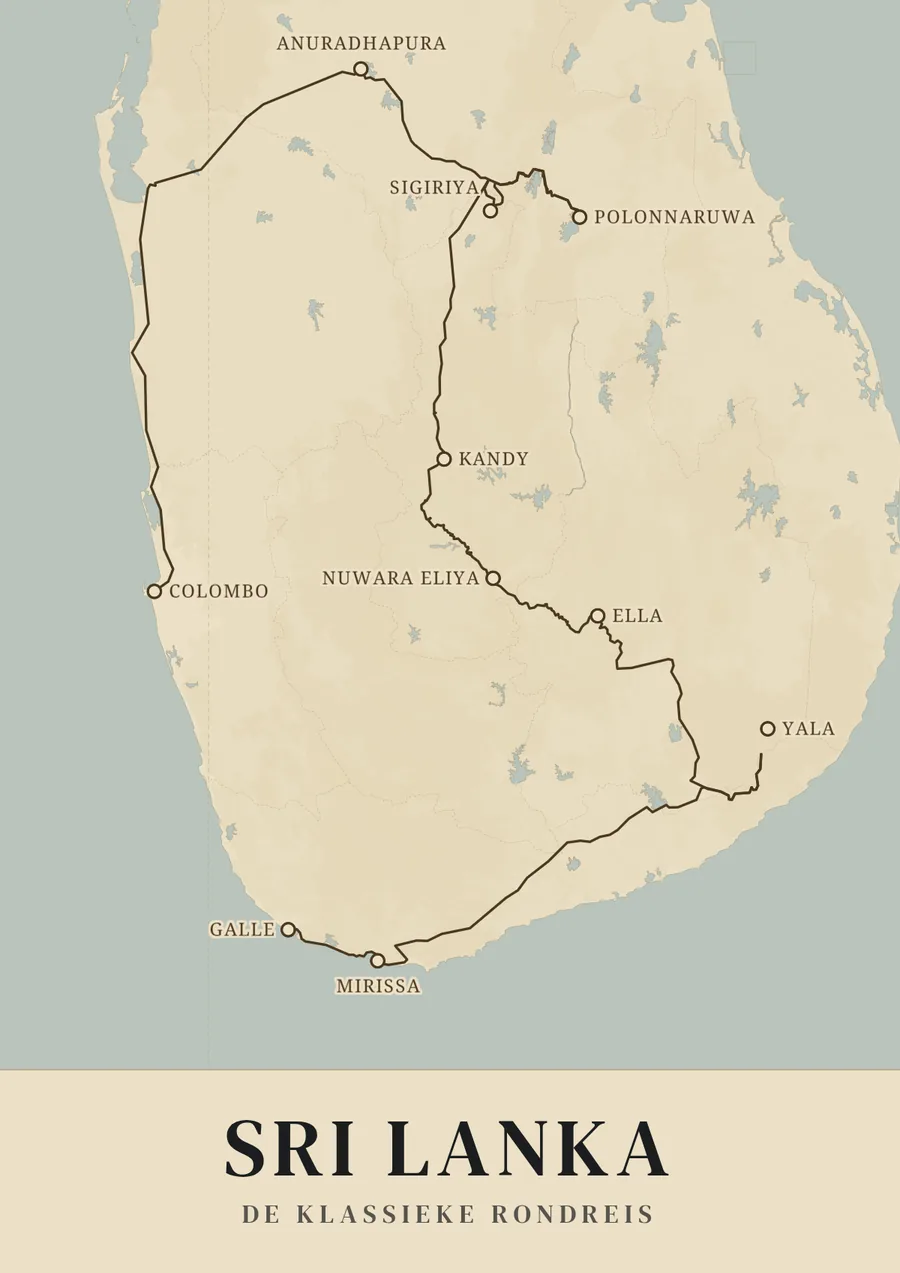 Reisposter van Sri Lanka: de klassieke rondreis