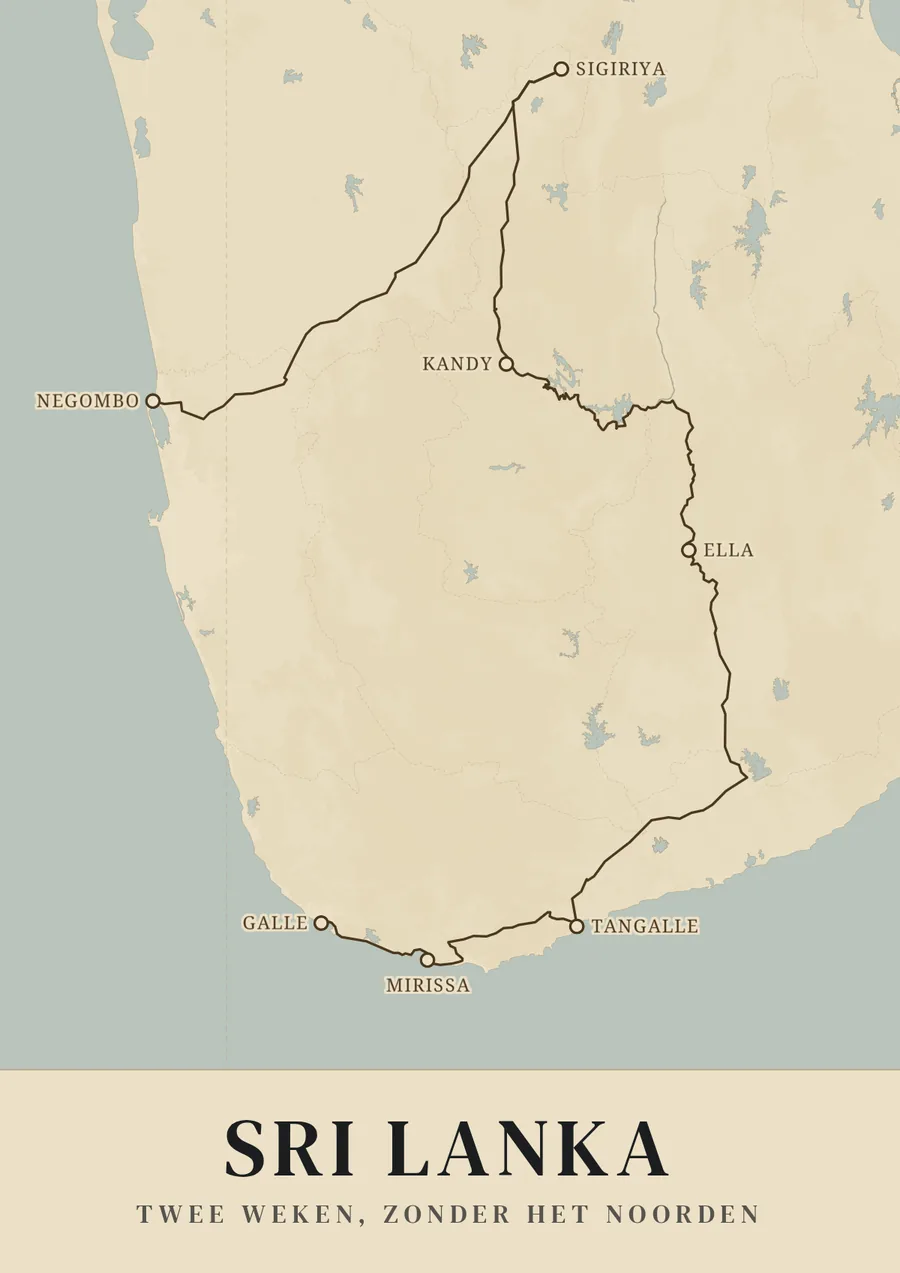 Reisposter van Sri Lanka: twee weken, zonder het noorden