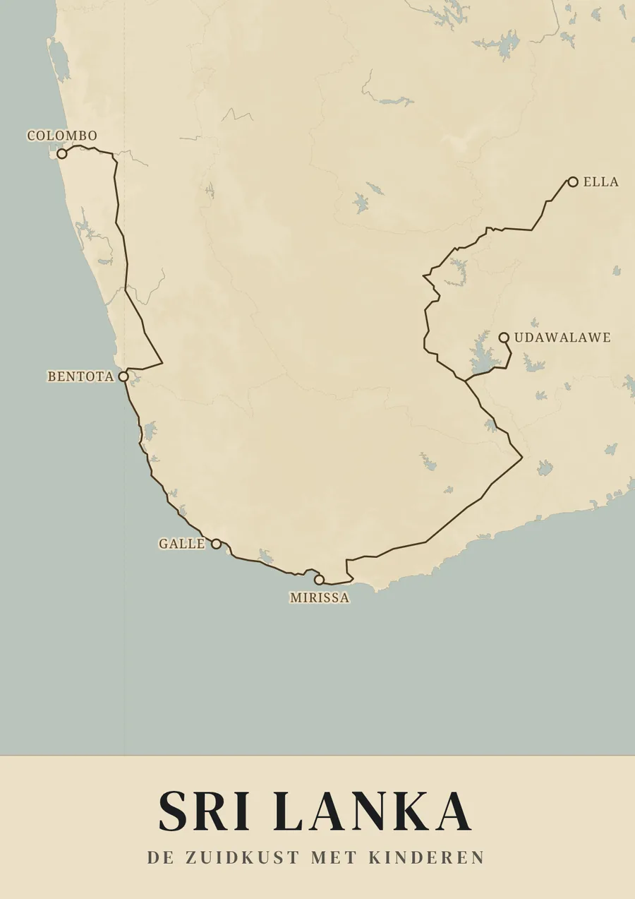 Reisposter van Sri Lanka: de zuidkust met kinderen