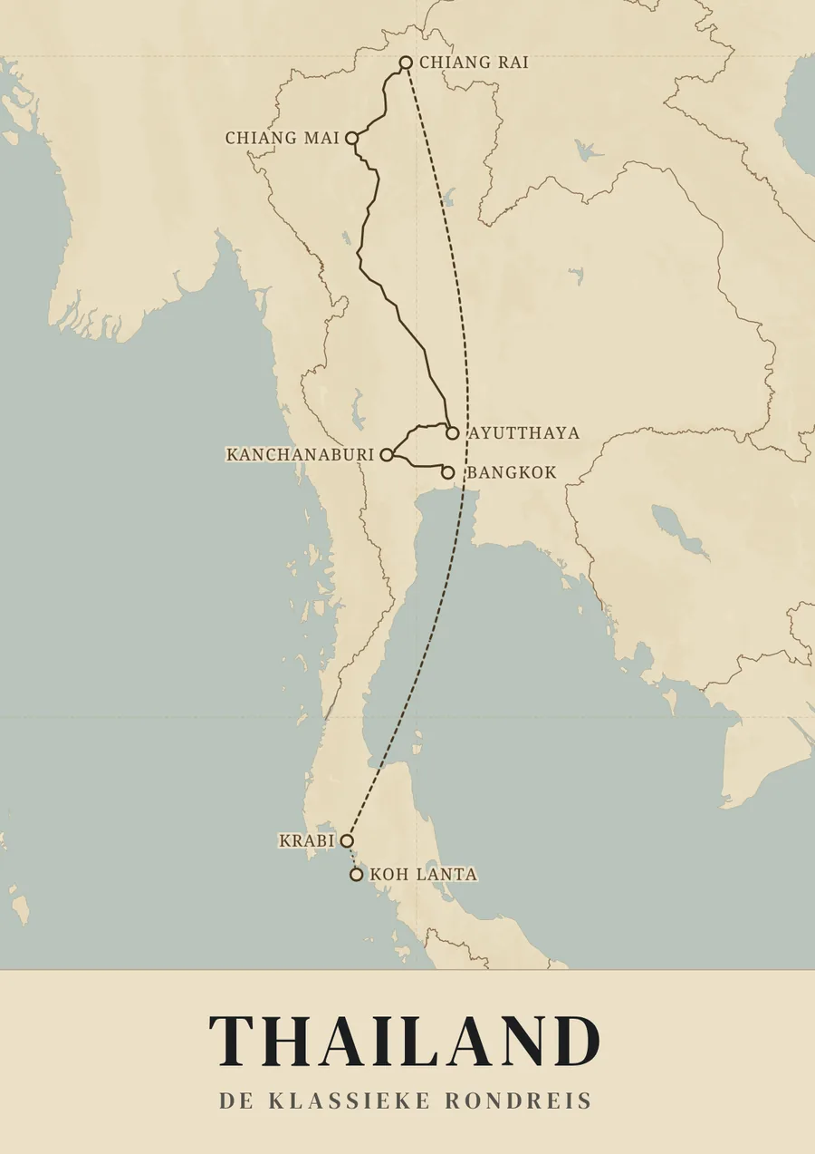 Reisposter van Thailand: de klassieke rondreis