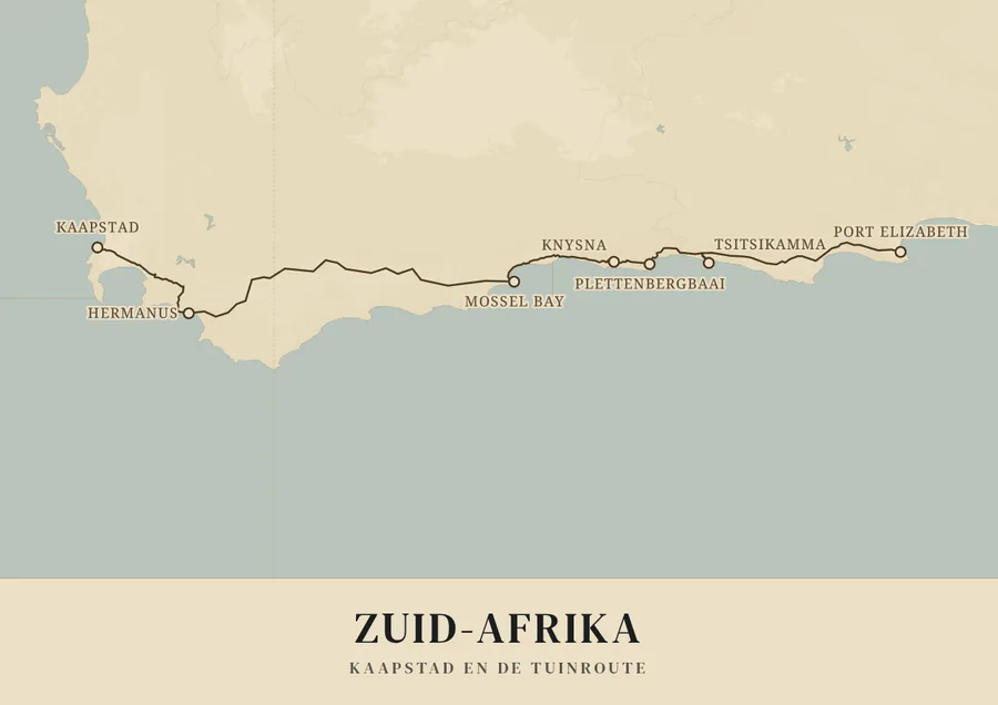 Reisposter van Zuid-Afrika: kaapstad en de tuinroute