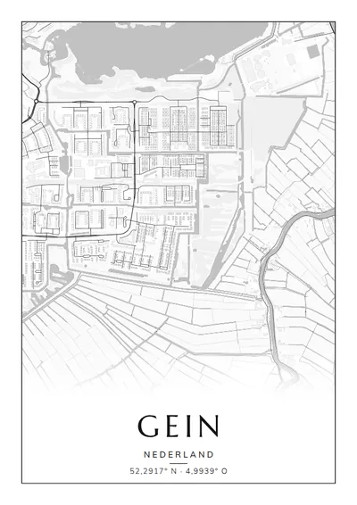 Poster van Amsterdam, de wijk Gein, stadsposter in de stijl Zwart-wit