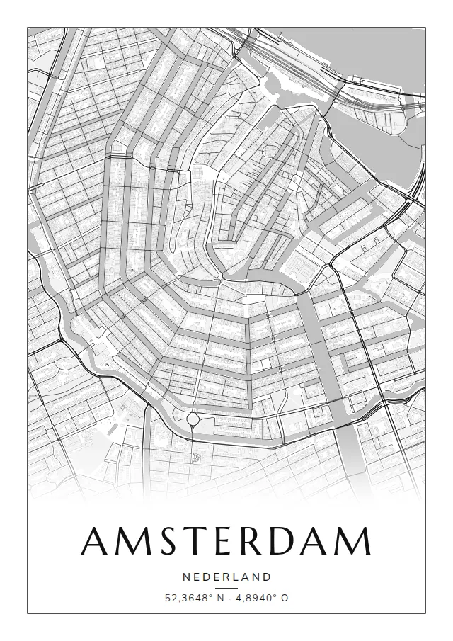 Poster van Amsterdam, de wijk Grachtengordel, stadsposter in de stijl Klassiek