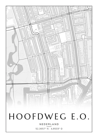Poster van Amsterdam, de wijk Hoofdweg e.o., stadsposter in de stijl Zwart-wit