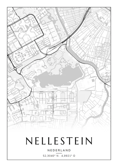 Poster van Amsterdam, de wijk Nellestein, stadsposter in de stijl Zwart-wit