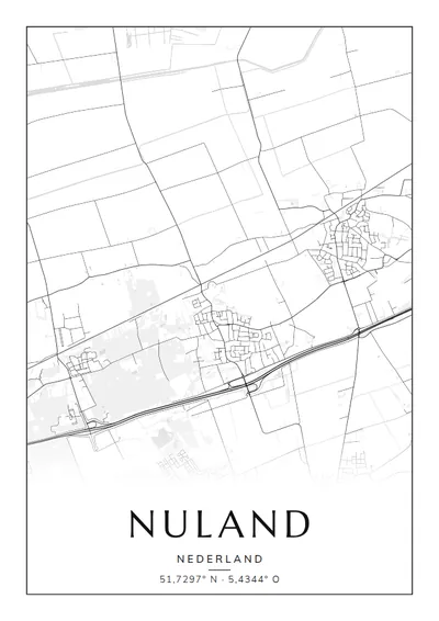 Poster van Den Bosch, de wijk Nuland, stadsposter in de stijl Zwart-wit