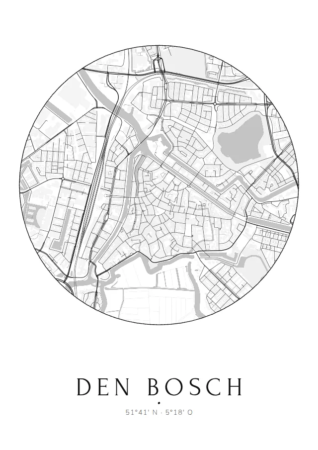 Poster van Den Bosch, de hele stad, stadsposter in de stijl Rond