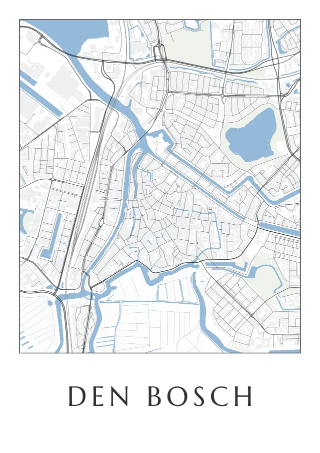 Poster van Den Bosch, de hele stad, stadsposter in de stijl Tot op het huis