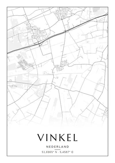Poster van Den Bosch, de wijk Vinkel, stadsposter in de stijl Zwart-wit