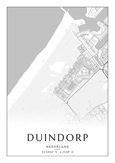 Poster van Den Haag, de wijk Duindorp, stadsposter in de stijl Zwart-wit