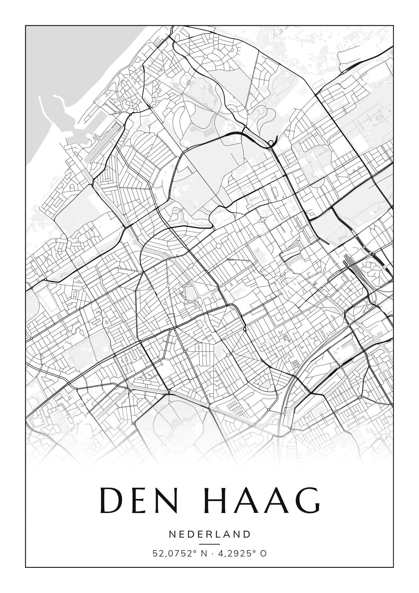 Poster van Den Haag, de hele stad, stadsposter in de stijl Klassiek