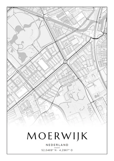 Poster van Den Haag, de wijk Moerwijk, stadsposter in de stijl Zwart-wit