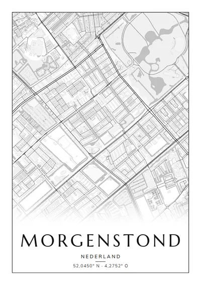 Poster van Den Haag, de wijk Morgenstond, stadsposter in de stijl Zwart-wit