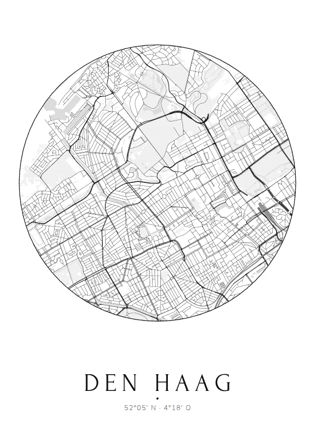 Poster van Den Haag, de hele stad, stadsposter in de stijl Rond