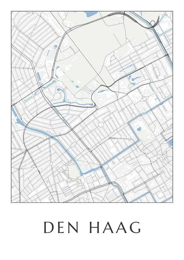 Poster van Den Haag, de hele stad, stadsposter in de stijl Tot op het huis