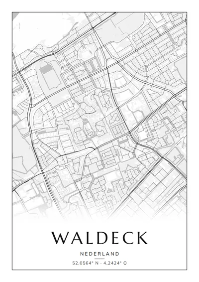 Poster van Den Haag, de wijk Waldeck, stadsposter in de stijl Zwart-wit