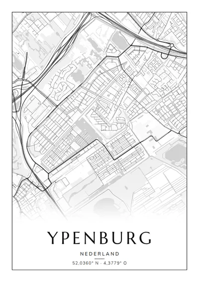 Poster van Den Haag, de wijk Ypenburg, stadsposter in de stijl Zwart-wit