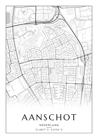 Poster van Eindhoven, de wijk Aanschot, stadsposter in de stijl Zwart-wit