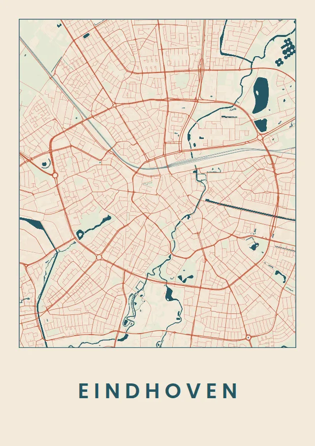 Poster van Eindhoven, de hele stad, stadsposter in de stijl Affiche