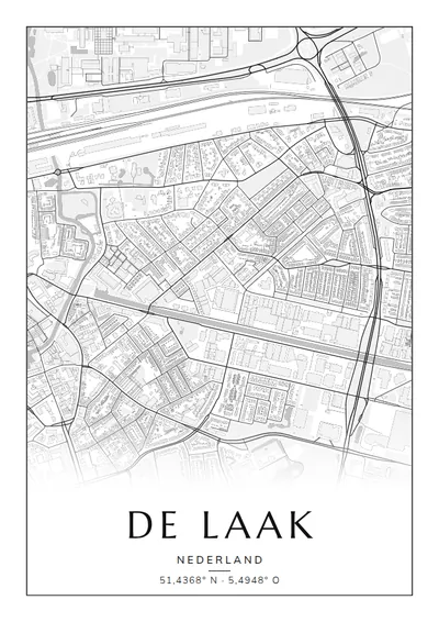 Poster van Eindhoven, de wijk De Laak, stadsposter in de stijl Zwart-wit