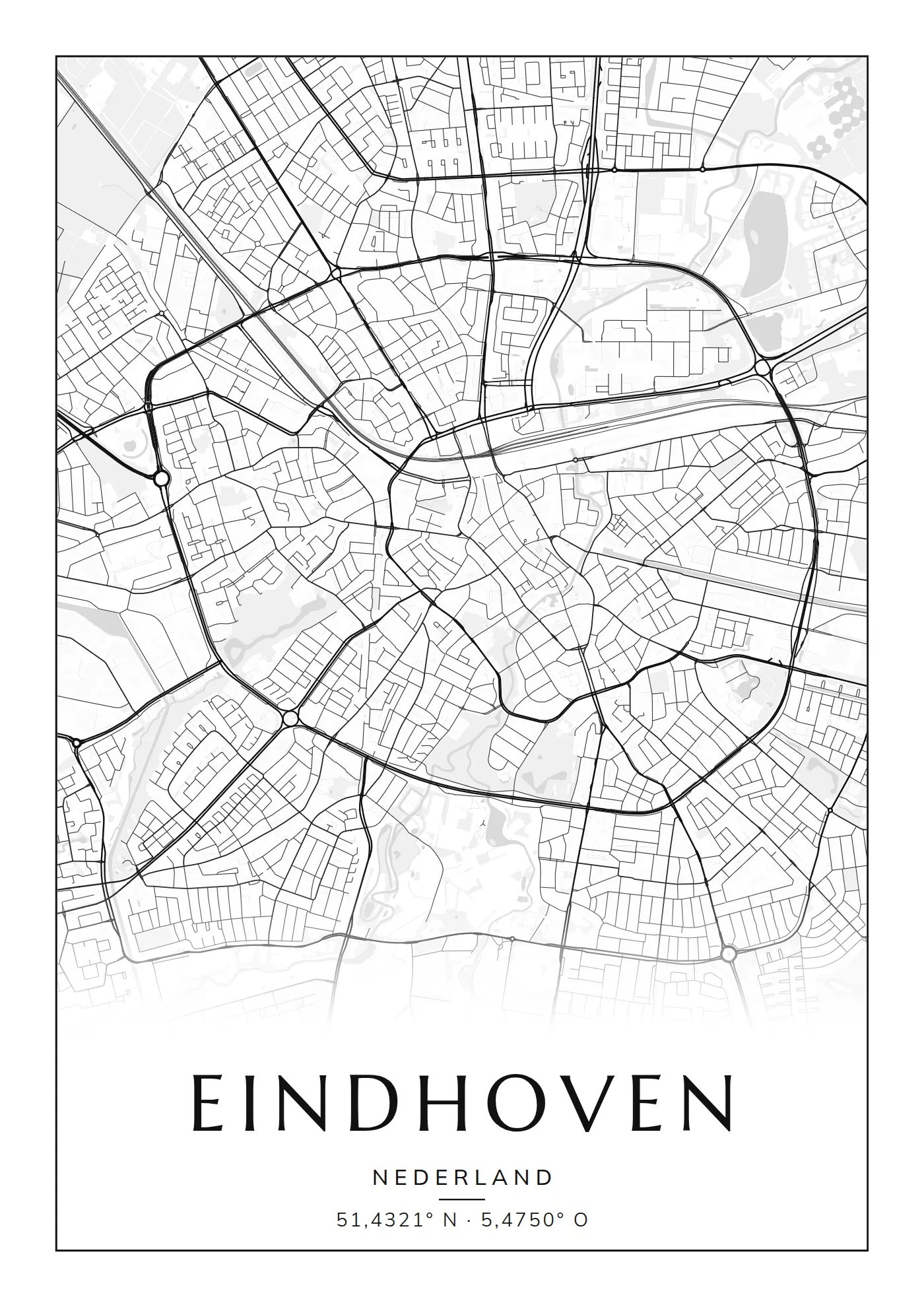 Poster van Eindhoven, de hele stad, stadsposter in de stijl Klassiek