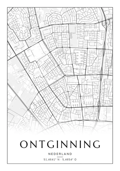 Poster van Eindhoven, de wijk Ontginning, stadsposter in de stijl Zwart-wit
