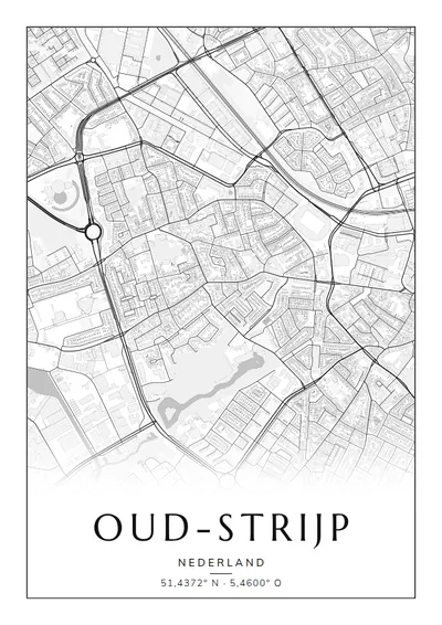 Poster van Eindhoven, de wijk Oud-Strijp, stadsposter in de stijl Zwart-wit