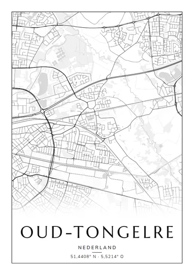 Poster van Eindhoven, de wijk Oud-Tongelre, stadsposter in de stijl Zwart-wit
