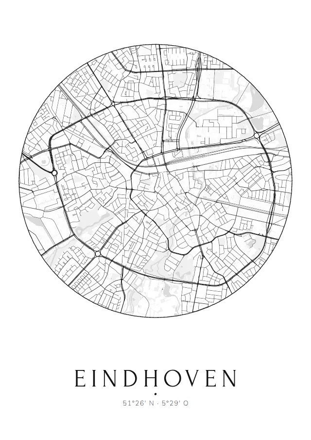 Poster van Eindhoven, de hele stad, stadsposter in de stijl Rond