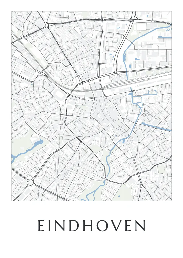 Poster van Eindhoven, de hele stad, stadsposter in de stijl Tot op het huis