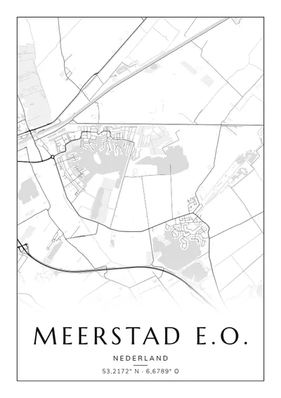 Poster van Groningen, de wijk Meerstad e.o., stadsposter in de stijl Zwart-wit
