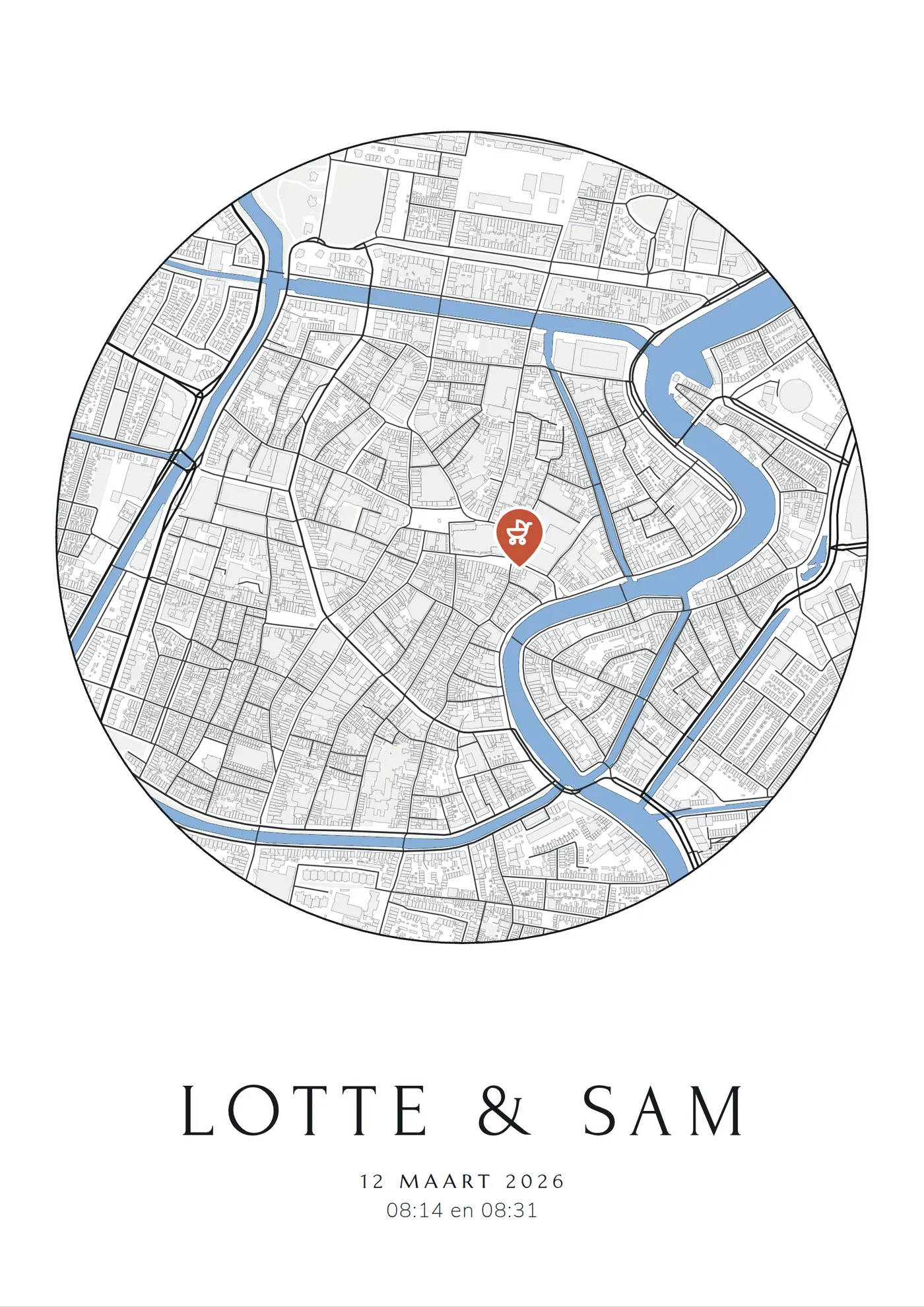 Poster van Haarlem, rond de Grote Markt, stadsposter in de stijl Welkom
