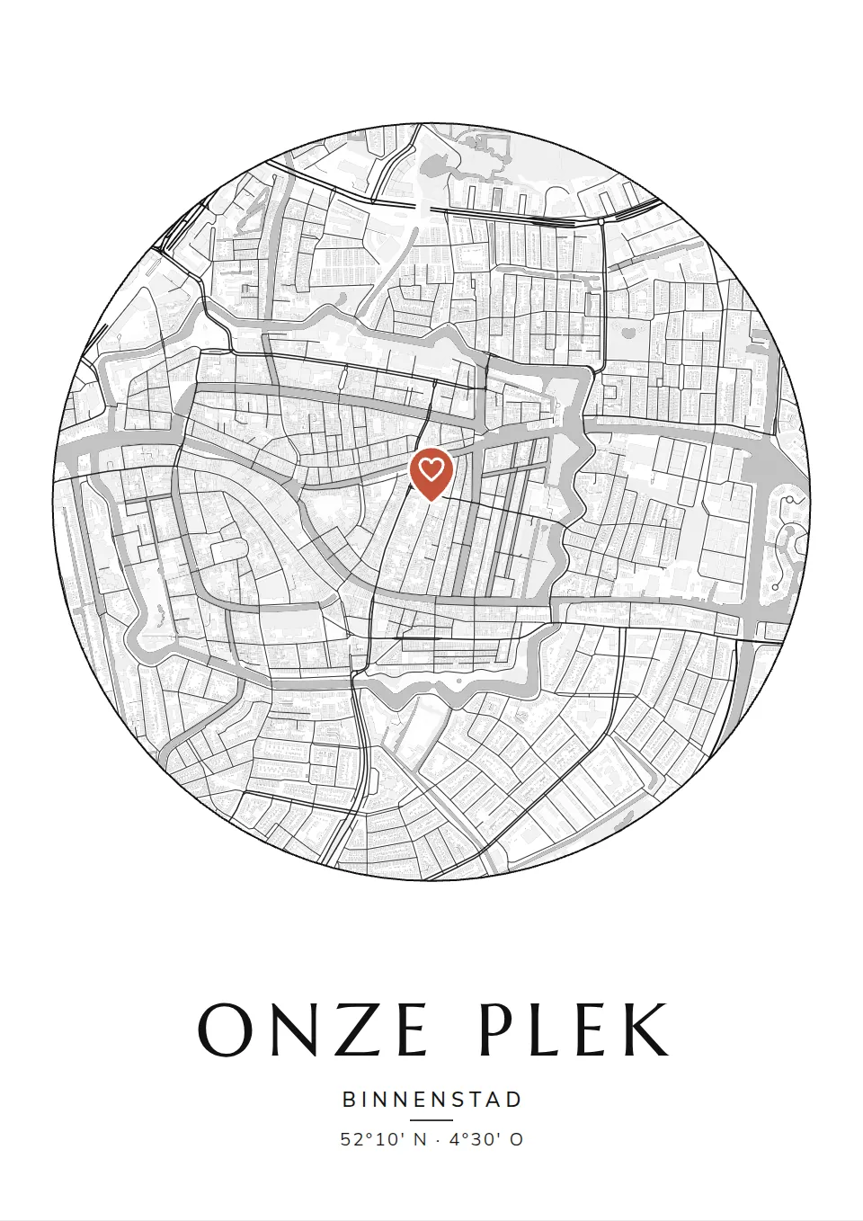 Poster van Leiden, de wijk Binnenstad, stadsposter in de stijl Onze plek