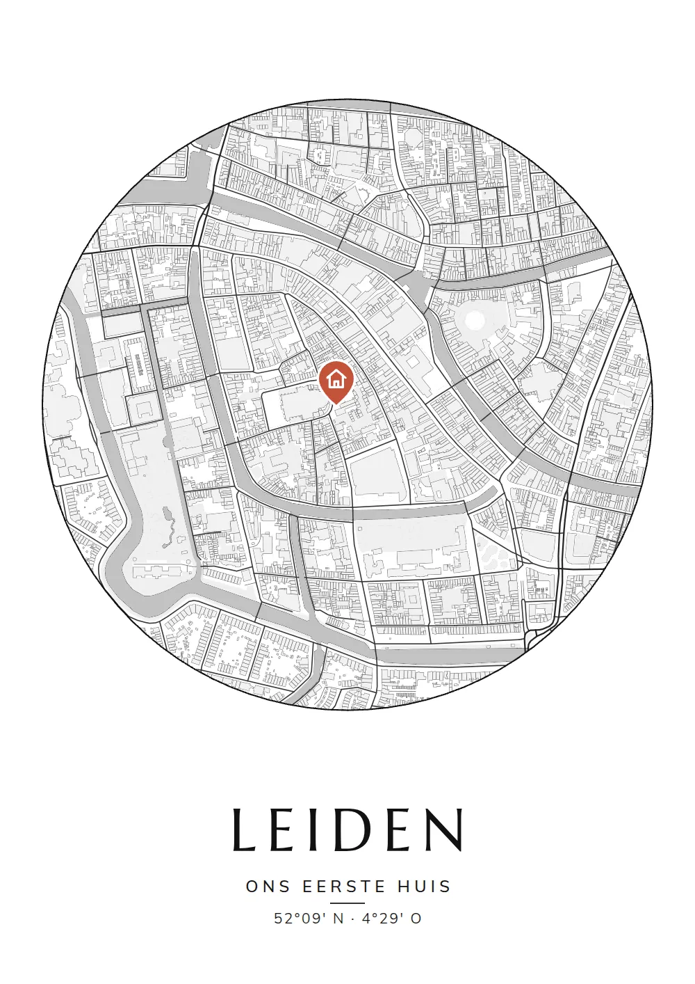 Poster van Leiden, de wijk Pieterswijk, stadsposter in de stijl Onze plek