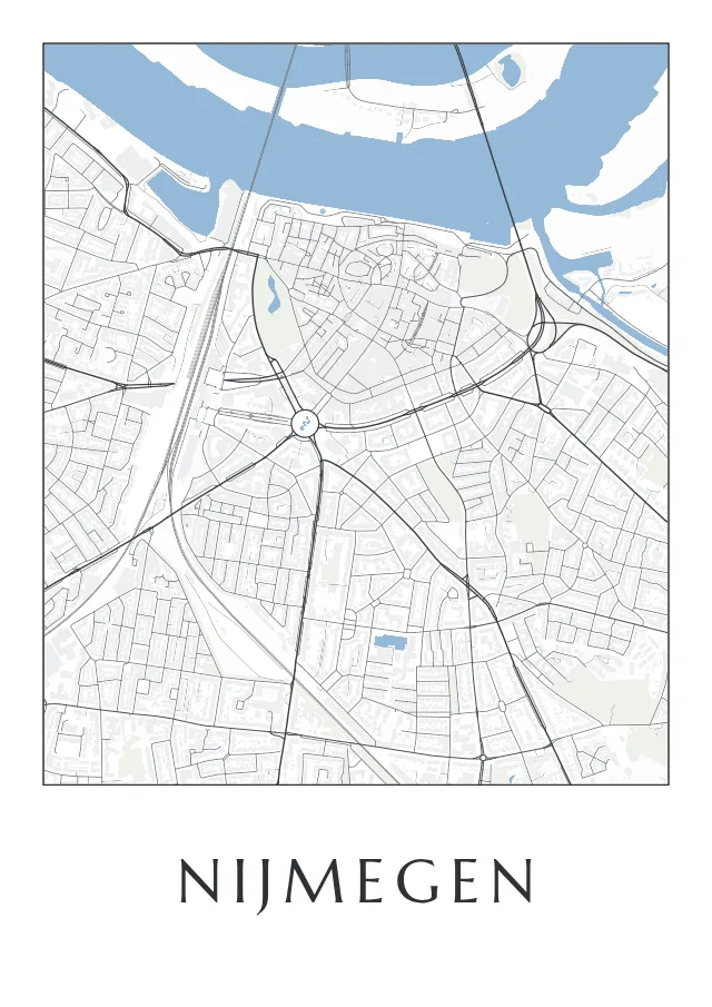Poster van Nijmegen, de hele stad, stadsposter in de stijl Tot op het huis