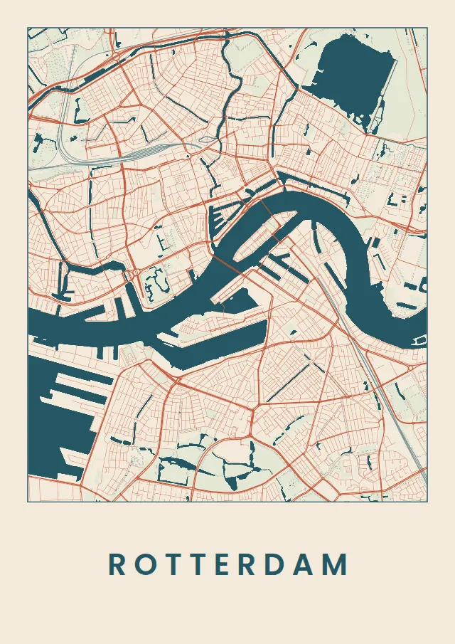 Poster van Rotterdam, de hele stad, stadsposter in de stijl Affiche