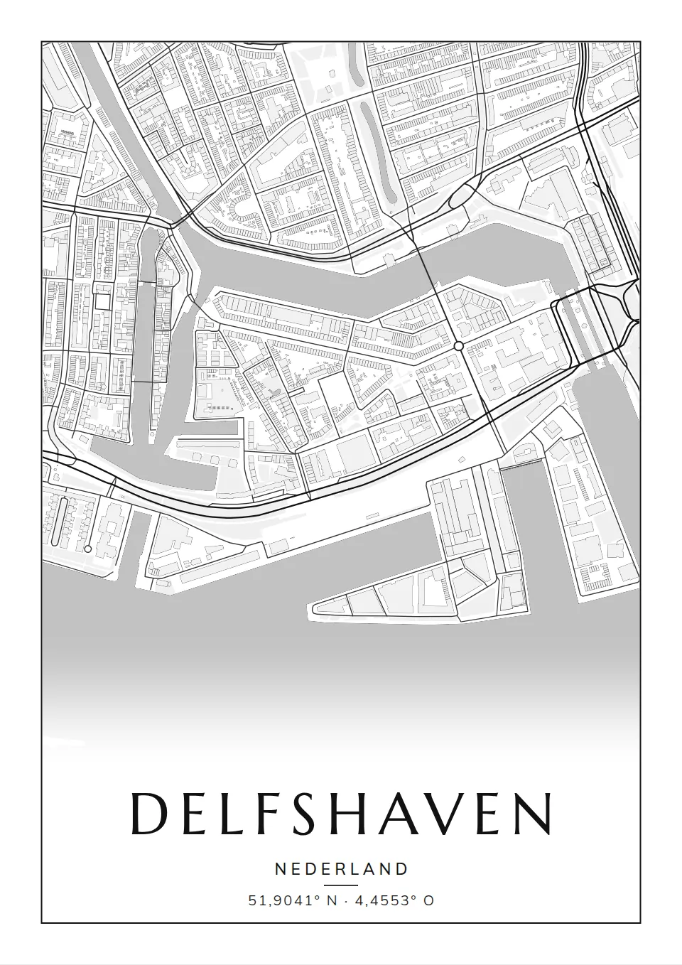 Poster van Rotterdam, de wijk Delfshaven, stadsposter in de stijl Klassiek