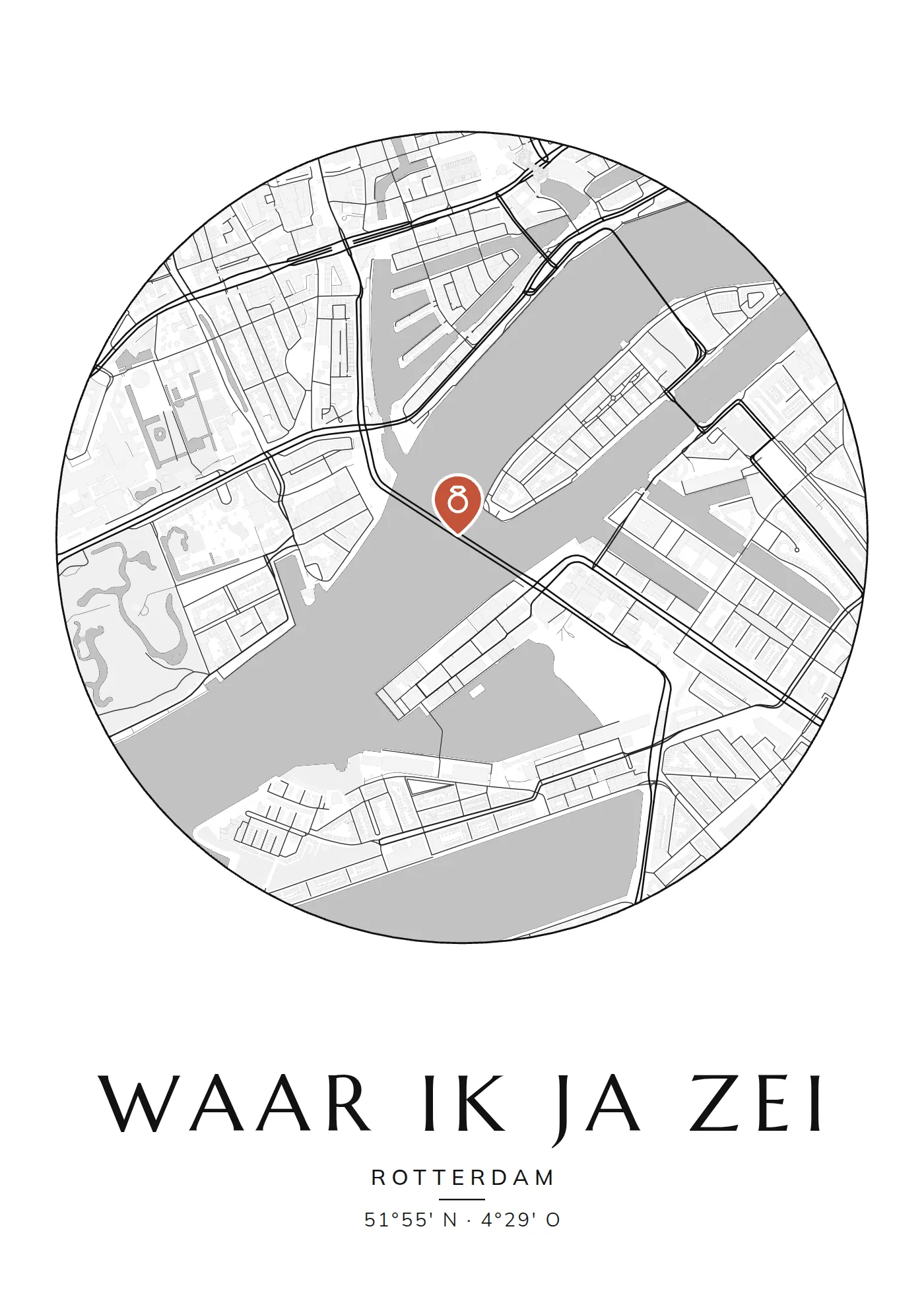Poster van Rotterdam, rond de Erasmusbrug, stadsposter in de stijl Onze plek
