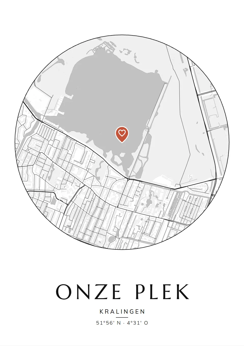Poster van Rotterdam, de wijk Kralingen, stadsposter in de stijl Onze plek