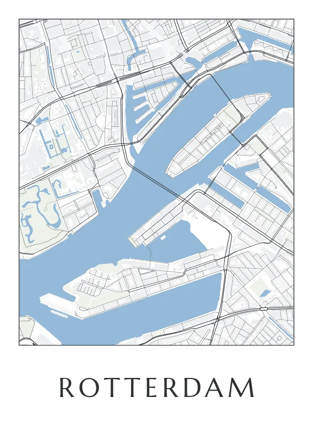 Poster van Rotterdam, de hele stad, stadsposter in de stijl Tot op het huis