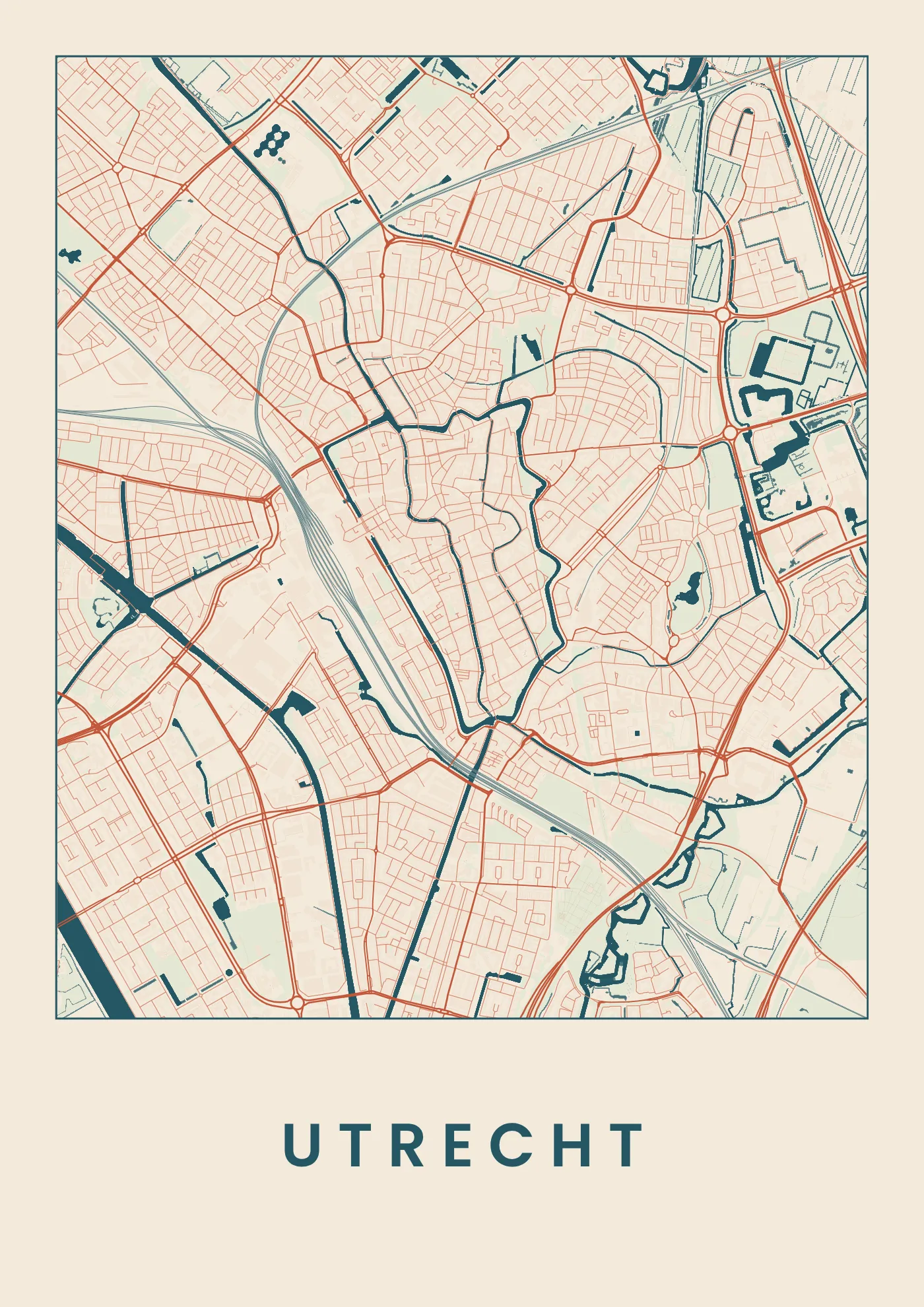 Poster van Utrecht, de hele stad, stadsposter in de stijl Affiche
