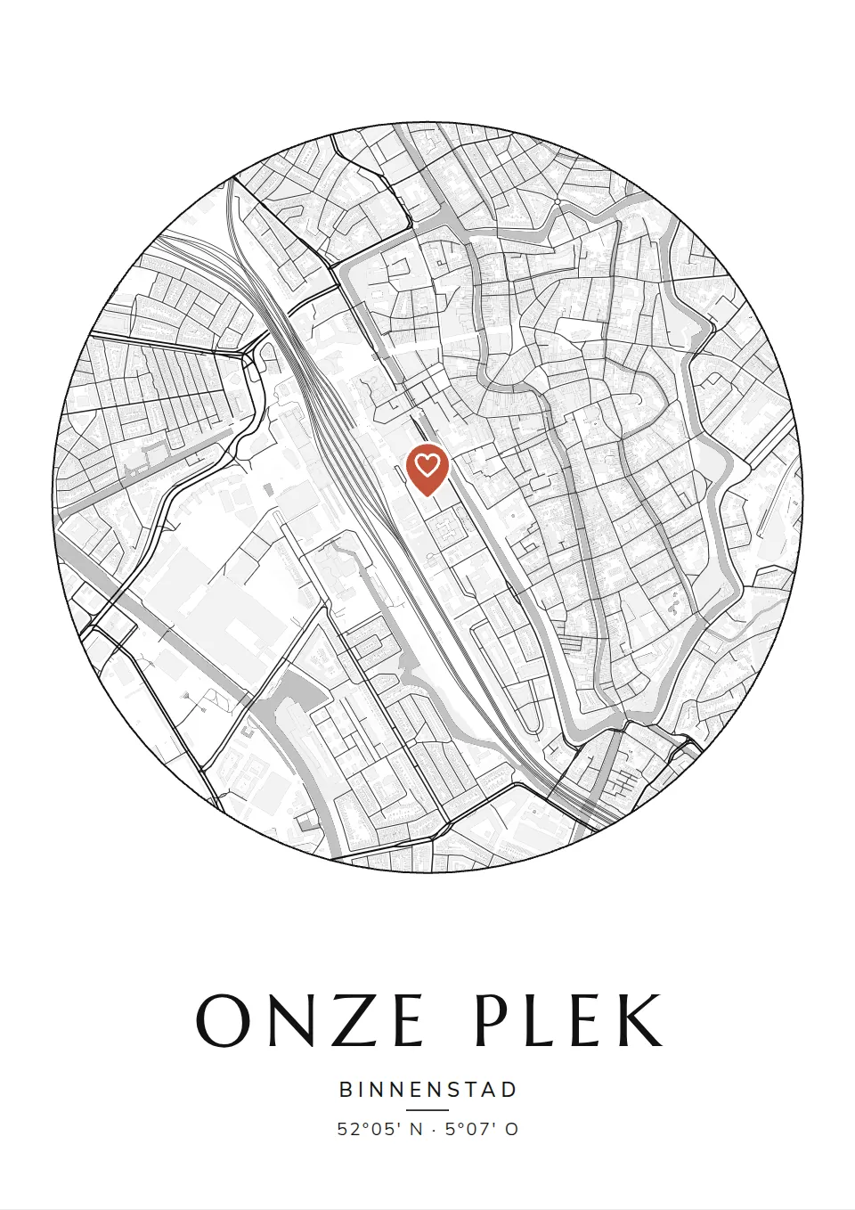 Poster van Utrecht, de wijk Binnenstad, stadsposter in de stijl Onze plek