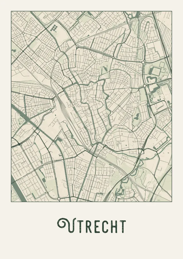 Poster van Utrecht, de hele stad, stadsposter in de stijl Crème