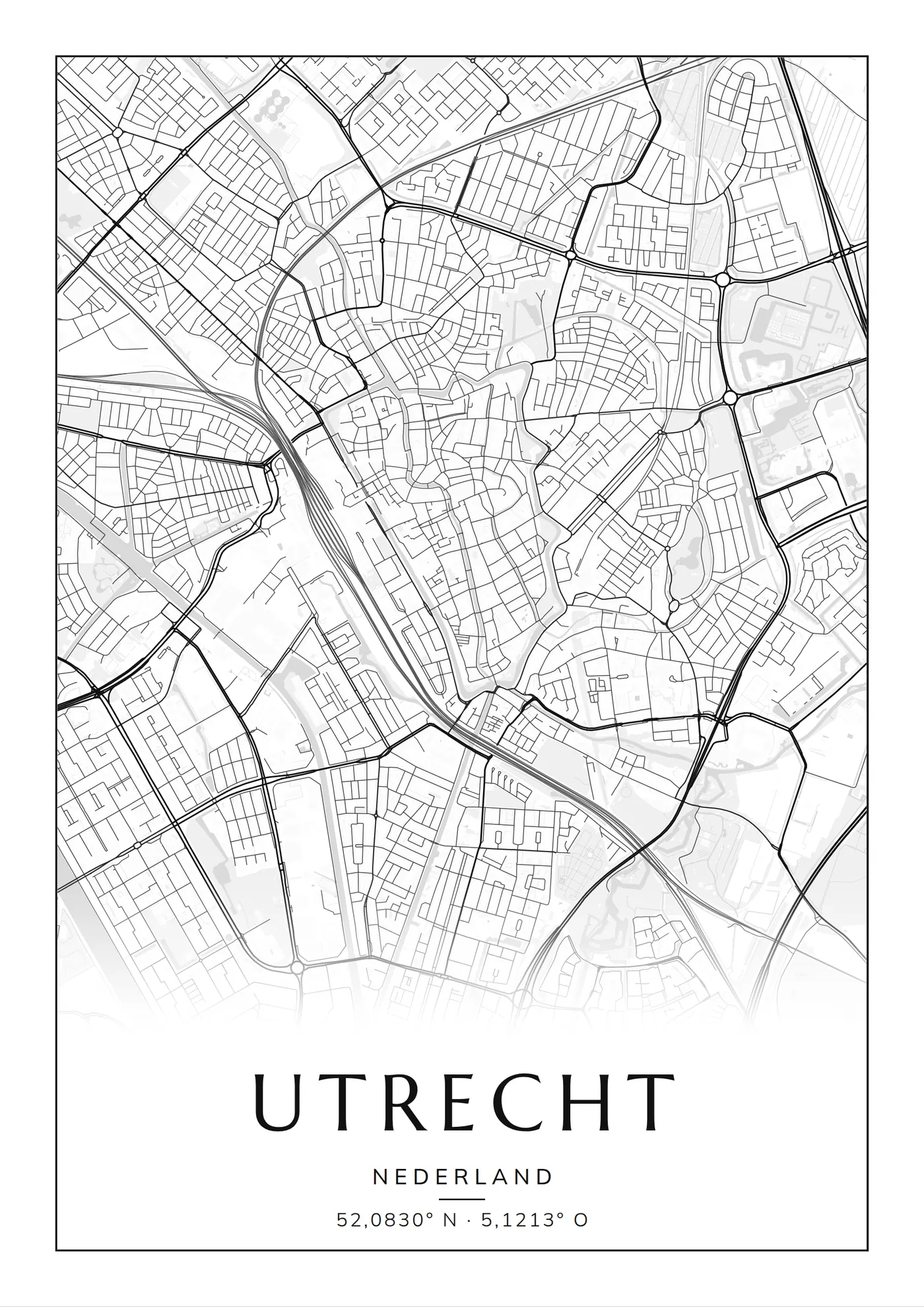 Poster van Utrecht, de hele stad, stadsposter in de stijl Klassiek