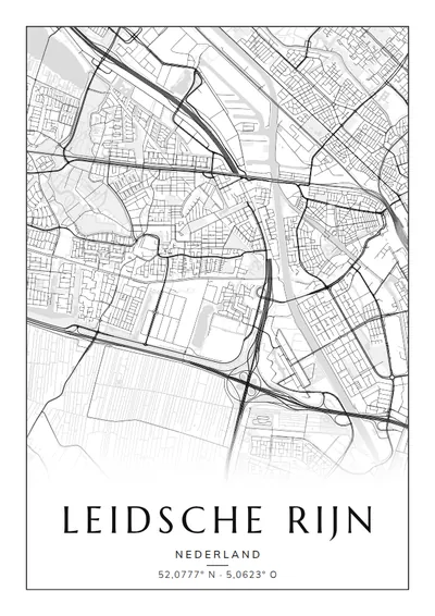 Poster van Utrecht, de wijk Leidsche Rijn, stadsposter in de stijl Zwart-wit