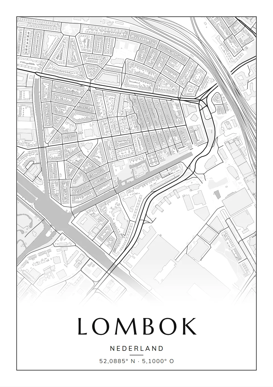 Poster van Utrecht, de wijk Lombok, stadsposter in de stijl Klassiek