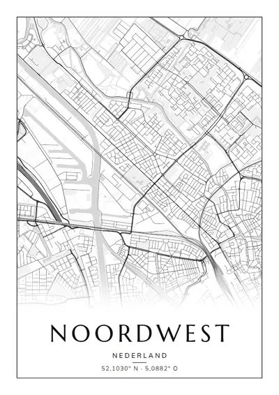 Poster van Utrecht, de wijk Noordwest, stadsposter in de stijl Zwart-wit